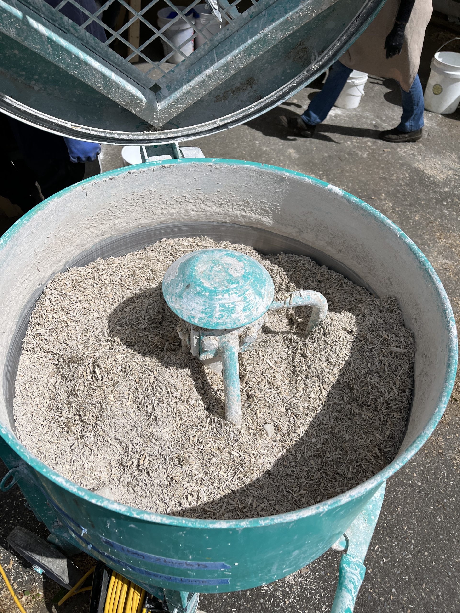Hempcrete being mixed